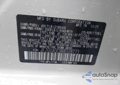 2024 Subaru Crosstrek Premium from USA, damaged, VIN JF2GUADC9R8328773